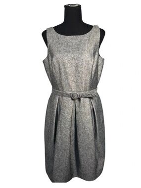 White House Black Market Silver Sparkly Pleated Dress w/ Belt - 8P